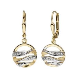 JOBO Paar Ohrhänger, rund 333 Gold bicolor mit Zirkonia