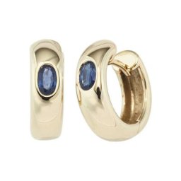 JOBO Paar Creolen, rund 585 Gold mit Safir