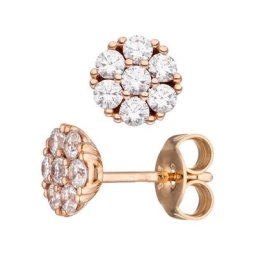 JOBO Paar Ohrstecker, rund 333 Roségold mit Zirkonia