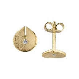 JOBO Paar Ohrstecker, 585 Gold eismatt mit 2 Diamanten 0,04 ct.