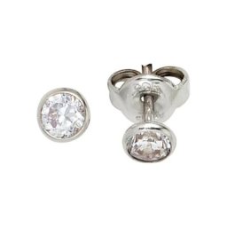 JOBO Paar Ohrstecker, rund 925 Silber mit Zirkonia