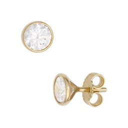 JOBO Paar Ohrstecker, rund 333 Gold mit Zirkonia