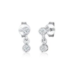 Elli DIAMONDS Paar Ohrstecker Zarte Ohrhänger Diamanten Rund 925 Silber