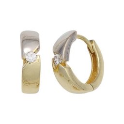 JOBO Paar Creolen, rund 333 Gold bicolor mit Zirkonia