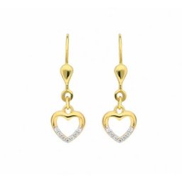 Adelia´s Paar Ohrhänger 1 Paar 333 Gold Ohrringe / Ohrhänger Herz mit Zirkonia, mit Zirkonia Goldschmuck für Damen