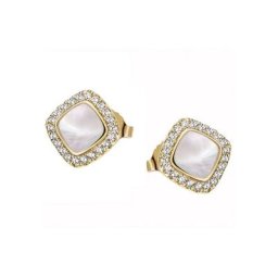 Firetti Paar Ohrstecker im quadratischen Design, vergoldet, mit Perlmutt und Zirkonia