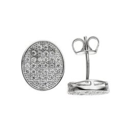 JOBO Paar Ohrstecker, oval 925 Silber mit 60 Zirkonia