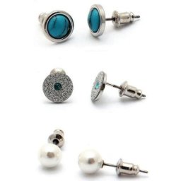 J.Jayz Ohrstecker-Set in klassischer Optik (Set, 6-tlg), mit Acrylperlen, Glas- und Natursteinen