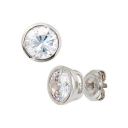 JOBO Paar Ohrstecker, rund 925 Silber mit Zirkonia