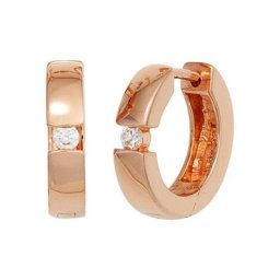 JOBO Paar Creolen, rund 925 Silber roségold vergoldet mit Zirkonia