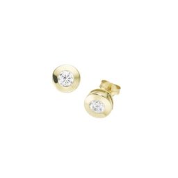 Luigi Merano Paar Ohrstecker runde Form mit Zirkonia, Gold 375