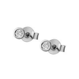 Firetti Paar Ohrstecker Solitär, rund, zeitlos, Glanzoptik, rhodiniert, massiv, mit Brillanten