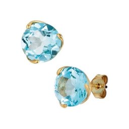 JOBO Paar Ohrstecker, rund 585 Gold mit Blautopas