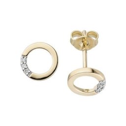 JOBO Paar Ohrstecker, rund 585 Gold mit 6 Diamanten