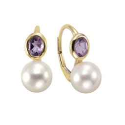 Vivance Paar Ohrhänger 333/- Gelbgold mit Amethyst/Perle