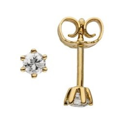 JOBO Paar Ohrstecker Solitär, 585 Gold mit 2 Diamanten Brillanten 0,14 ct.