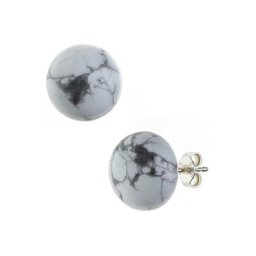 JOBO Paar Ohrstecker, rund 925 Silber mit Howlith