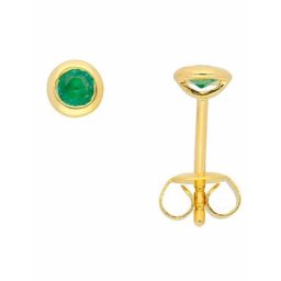 Adelia´s Paar Ohrhänger 585 Gold Ohrringe Ohrstecker mit Smaragd, mit Smaragd Goldschmuck für Damen