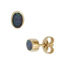 JOBO Paar Ohrstecker, oval 585 Gold mit Opal-Tripletten