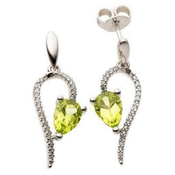 Firetti Paar Ohrstecker Tropfen, Geschwungen, innen offen, Farbstein, mit Granat oder Peridot