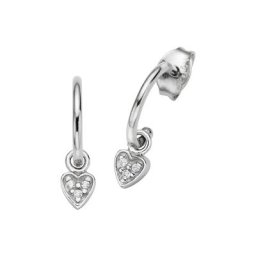 CAÏ Paar Ohrstecker 925/- Sterling Silber rhodiniert Herz mit Zirkonia