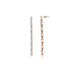 dKeniz Paar Ohrhänger 925/- Sterling Silber rosevergoldet Glänzend 5cm Zirkonia Weiß