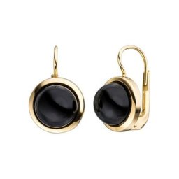 JOBO Paar Ohrhänger, rund 333 Gold mit Onyx