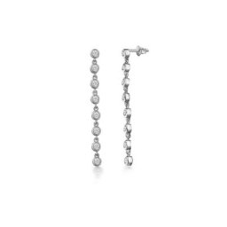 dKeniz Paar Ohrhänger 925/- Sterling Silber rhodiniert Glänzend 5cm Zirkonia Weiß