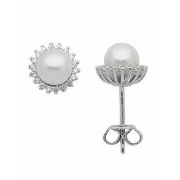 Adelia´s Paar Ohrhänger 925 Silber Ohrringe Ohrstecker mit Zirkonia Ø 8,7 mm, mit Zirkonia Silberschmuck für Damen