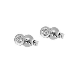 Firetti Paar Ohrstecker Rund, Ø ca. 3,96 mm, rhodiniert, Glanz, massiv, mit Brillanten