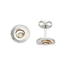JOBO Paar Ohrstecker, 585 Roségold bicolor mit 2 Diamanten