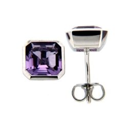 Orolino Paar Ohrstecker 585/- Weißgold Amethyst Achteck
