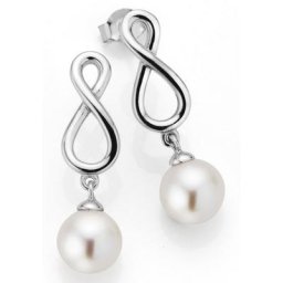 Adriana Paar Ohrstecker Bellagio - Infinity/Unendlichkeitsschleife, B1-S, B1-W, Made in Germany - mit Süßwasser- oder Tahitizuchtperle