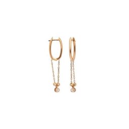 dKeniz Paar Ohrhänger 925 Sterling Silber rosevergoldet Glänzend 2,5cm Zirkonia Weiß