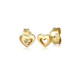 Elli Premium Paar Ohrstecker Stecker Herz Liebe Symbol Fein 585er Gelbgold