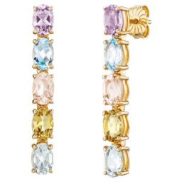 Julie Julsen Paar Ohrstecker EDELSTEINE, JJER0928.3, mit Amethyst, Blautopas, Rosenquarz, Citrin, Prasiolith