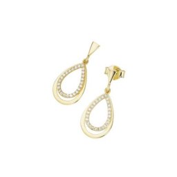 Luigi Merano Paar Ohrstecker in Tropfen-Form mit Zirkonia, Gold 375