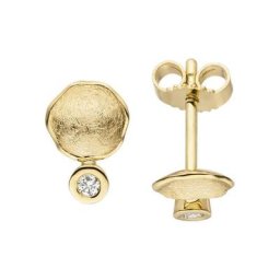 JOBO Paar Ohrstecker, 585 Gold eismatt mit 2 Diamanten