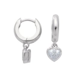 Adelia´s Paar Ohrhänger 925 Silber Ohrringe Creolen Herz Ø 11,8 mm, mit Zirkonia Silberschmuck für Damen