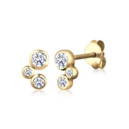 Elli Premium Paar Ohrstecker Basic Geo Hochwertig Zirkonia 585 Gelbgold
