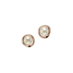 Zeeme Paar Ohrstecker 925/- Sterling Silbe rotvergoldet Silber Perle weiß