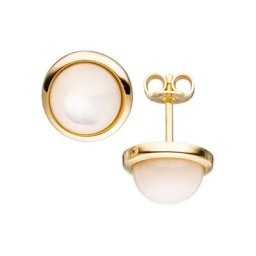 JOBO Paar Ohrstecker, rund 585 Gold mit Perlmutt