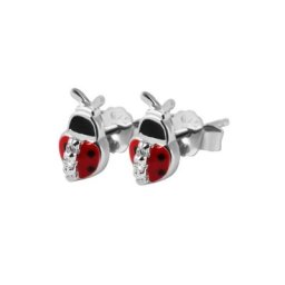 Adelia´s Paar Ohrstecker Ohrstecker Marienkäfer aus 925 Silber mit Zirkonia 7 cm