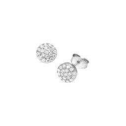Smart Jewel Paar Ohrstecker rundes Plättchen mit Zirkonia Steinen, Silber 925