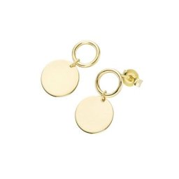 Luigi Merano Paar Ohrstecker mit rundem Plättchen und Ring, Gold 375