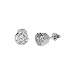 Smart Jewel Paar Ohrstecker schlicht, Zirkonia in Zargenfassung, Silber 925