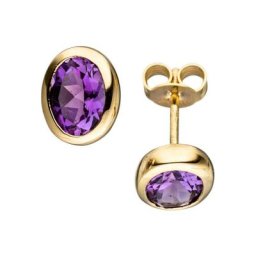 JOBO Paar Ohrstecker, oval 585 Gold mit Amethyst