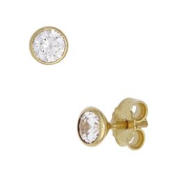 JOBO Paar Ohrstecker, rund 333 Gold mit Zirkonia