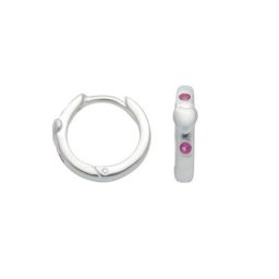 Adelia´s Paar Ohrhänger 925 Silber Ohrringe Creolen Herz Ø 13,8 mm, mit synthetischer Rubin Silberschmuck für Damen