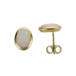 Firetti Paar Ohrstecker Rund und elegant, Glazoptik, massiv, mit Opal